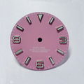 Field Watch Dial for Seiko Mod: Matte Pink with Silver 369 Indices