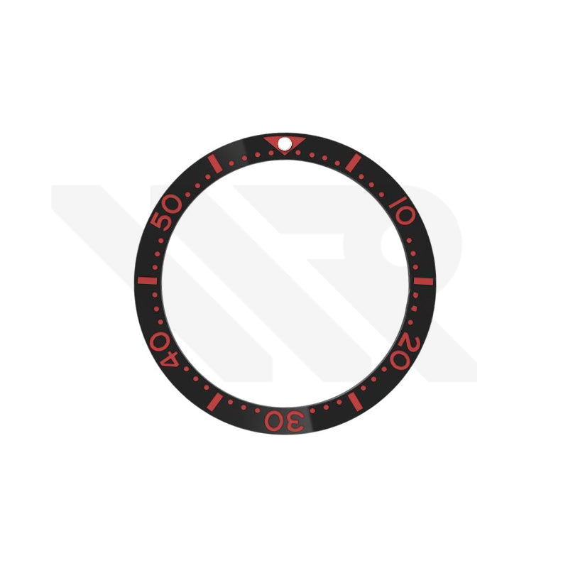 Seiko Style Diver Ceramic Flat Bezel Insert for SKX / SRPD - Black-Red