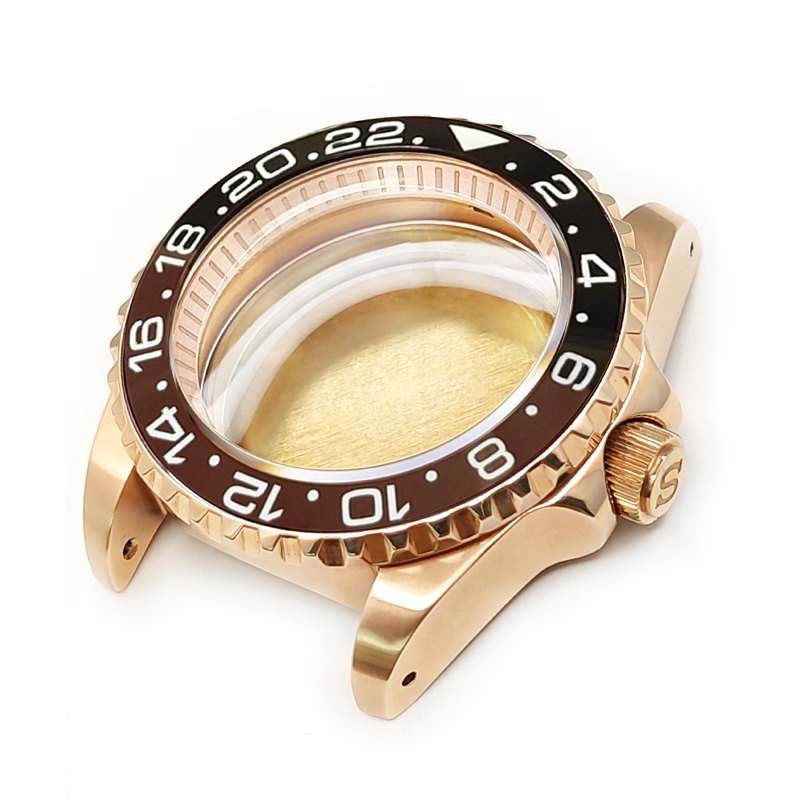 GMT Oyster Style Brushed Case Set for Seiko SKX / SRPD Mod: Rose Gold
