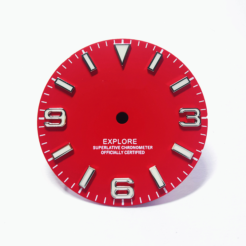 Field Watch Dial for Seiko Mod: Cherry Red with Silver 369 Indices