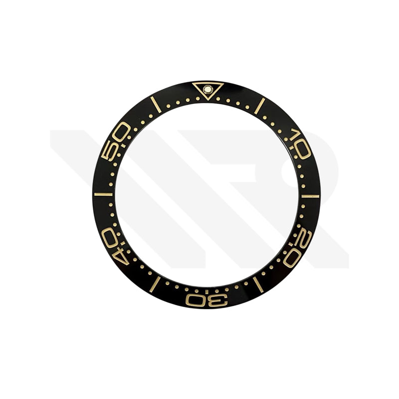 Replacement Ceramic Bezel Insert Compatible with Omega SM300 42mm : Black/Gold