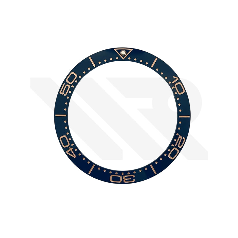 Replacement Ceramic Bezel Insert Compatible with Omega SM300 42mm : Blue/Rose Gold