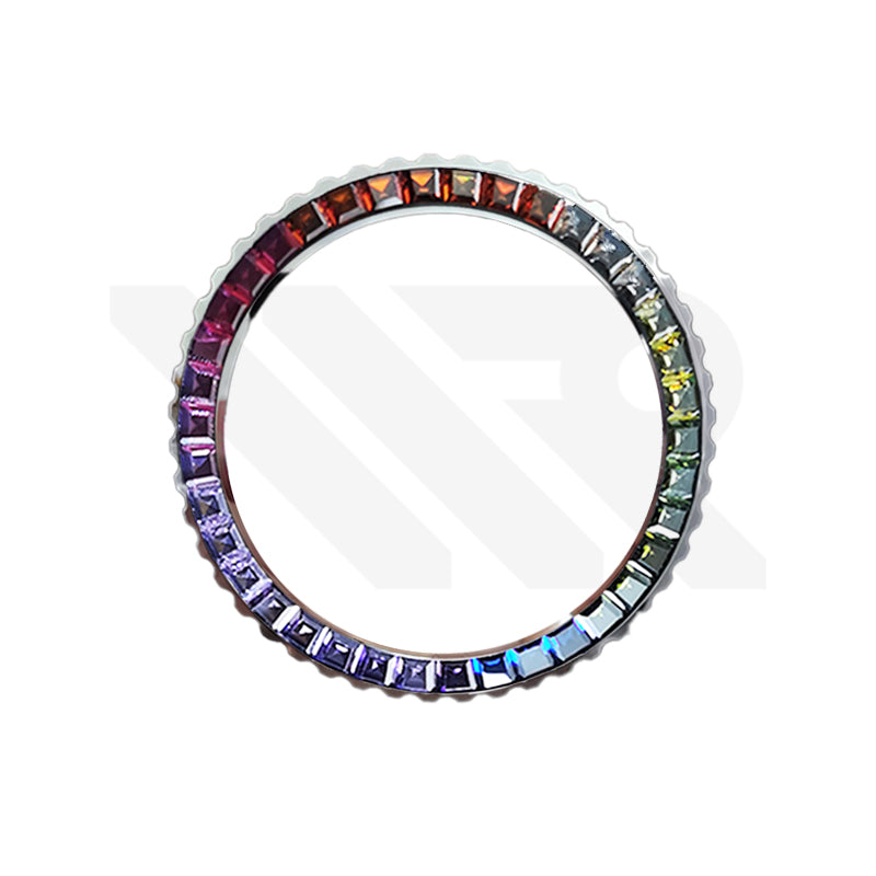 Rainbow Cubic Zirconia Bezel for SKX / SRPD: Stainless Steel