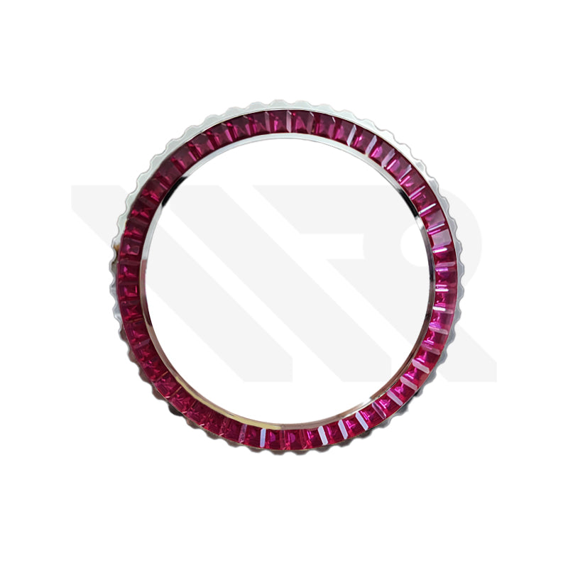 Ruby Cubic Zirconia Bezel for SKX / SRPD: Stainless Steel