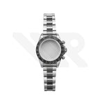 Stainless Steel Seikona Case Set for Daytona Seiko Mod: Black Ceramic Bezel
