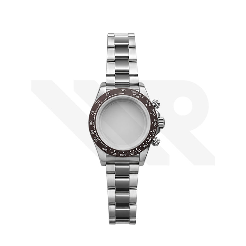 Stainless Steel Seikona Case Set for Daytona Seiko Mod: Brown Ceramic Bezel