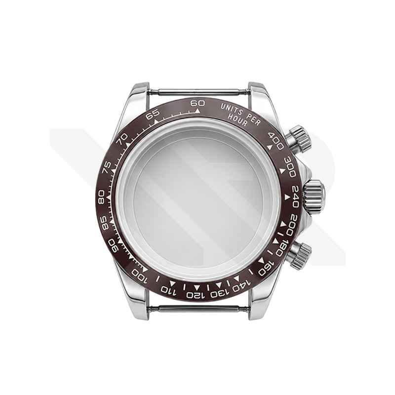 Stainless Steel Seikona Case Set for Daytona Seiko Mod: Brown Ceramic Bezel