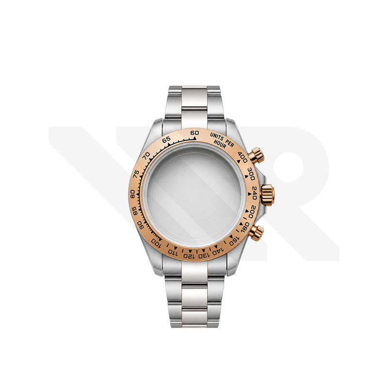 Stainless Steel Seikona Case Set for Daytona Seiko Mod: Stainless Steel Bezel Two-Tone Rose Gold