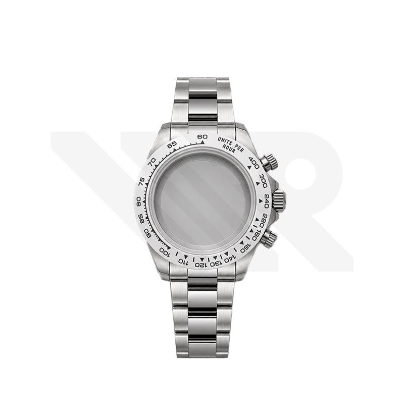 Stainless Steel Seikona Case Set for Daytona Seiko Mod: White Ceramic Bezel