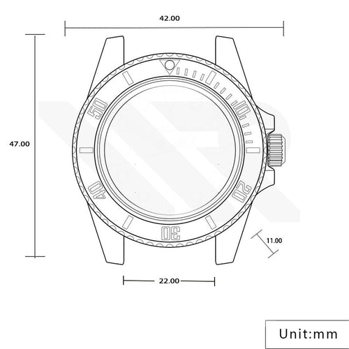 GMT Oyster Style Brushed Case Set for Seiko SKX / SRPD Mod: Black