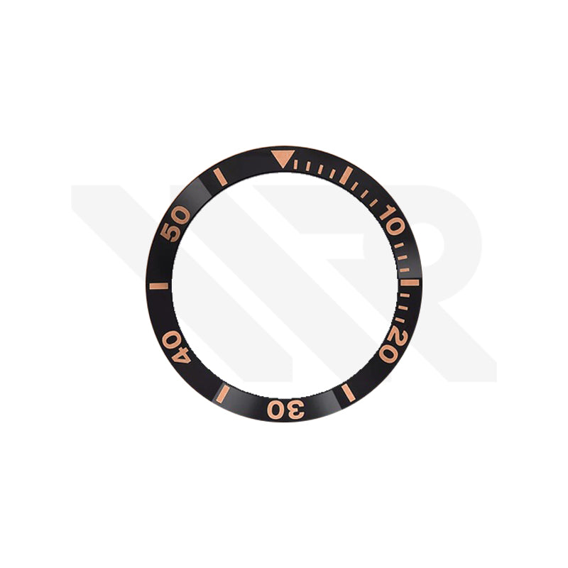 Replacement Mineral Bezel Ring Compatible with Tissot Seastar 1000 T120410A (Black/Rose Gold)