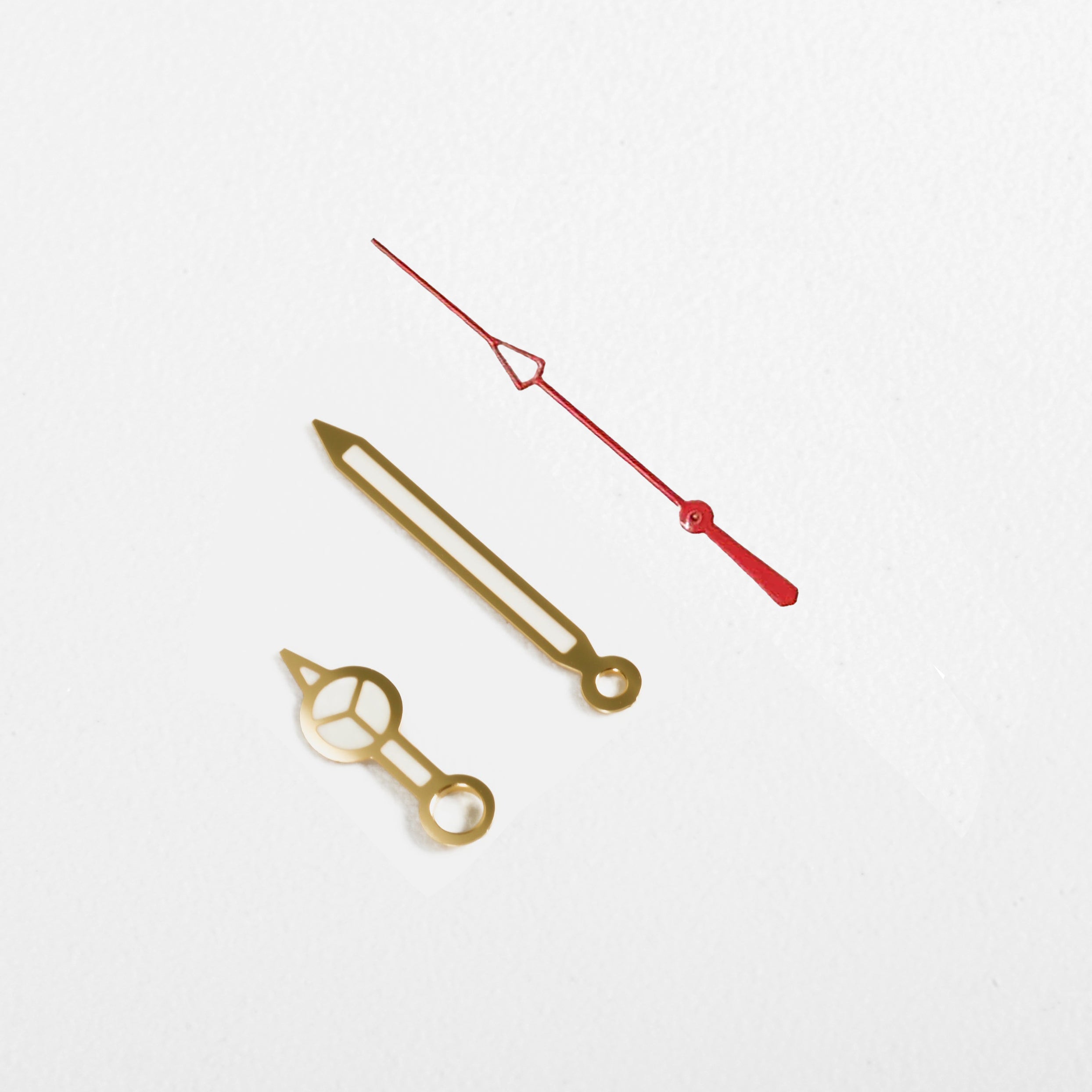 Mercedes Watch Hands for Casio MDV Mod: Gold w Red (Cathedral)