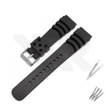 GL381 Style Rubber Strap  for SKX/SRPD - Black (Silver Buckle)