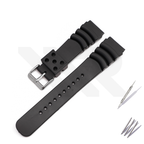 GL381 Style Rubber Strap  for SKX/SRPD - Black (Silver Buckle)