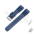 GL381 Style Rubber Strap  for SKX/SRPD - Blue (Silver Buckle)