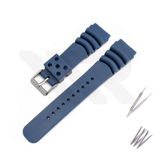 Load image into Gallery viewer, GL381 Style Rubber Strap  for SKX/SRPD - Blue (Silver Buckle)
