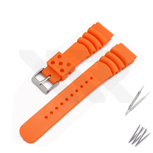 Load image into Gallery viewer, GL381 Style Rubber Strap  for SKX/SRPD - Orange (Silver Buckle)
