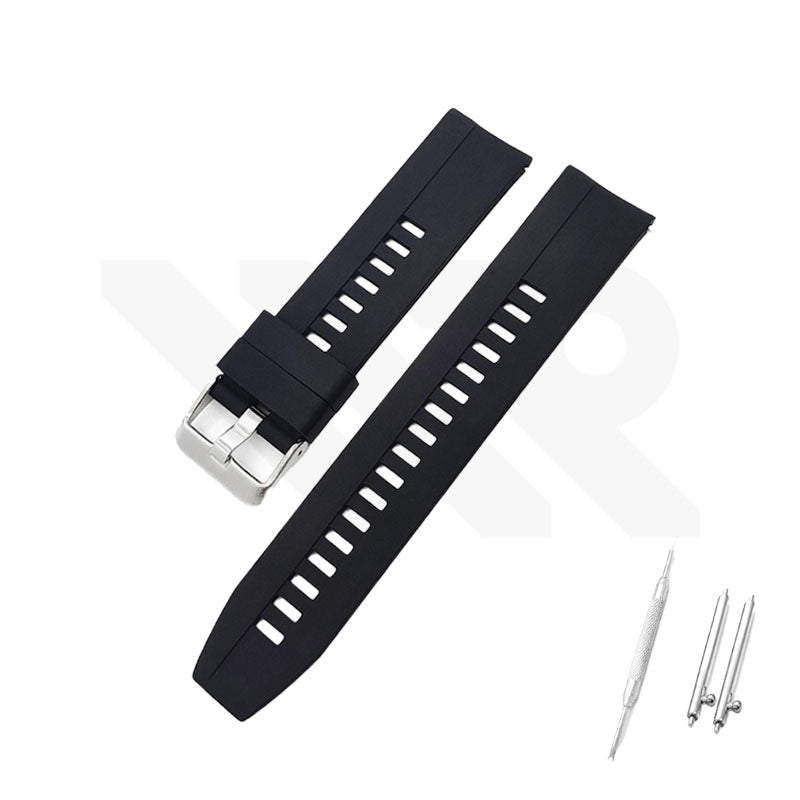 Curved End Silicon Strap for SKX Nautilus Mod - Black