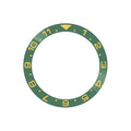 Dual Time Ceramic Sloped Bezel Insert for SKX/SRPD - Green (Gold Numbers)