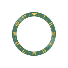 Load image into Gallery viewer, Dual Time Ceramic Sloped Bezel Insert for SKX/SRPD - Green (Gold Numbers)
