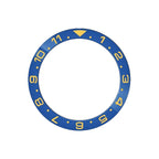 Dual Time Ceramic Sloped Bezel Insert for SKX/SRPD - Blue (Gold Numbers)