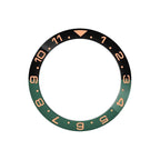 Dual Time Ceramic Sloped Bezel Insert for SKX/SRPD - Green/Black (Rose Gold Numbers)