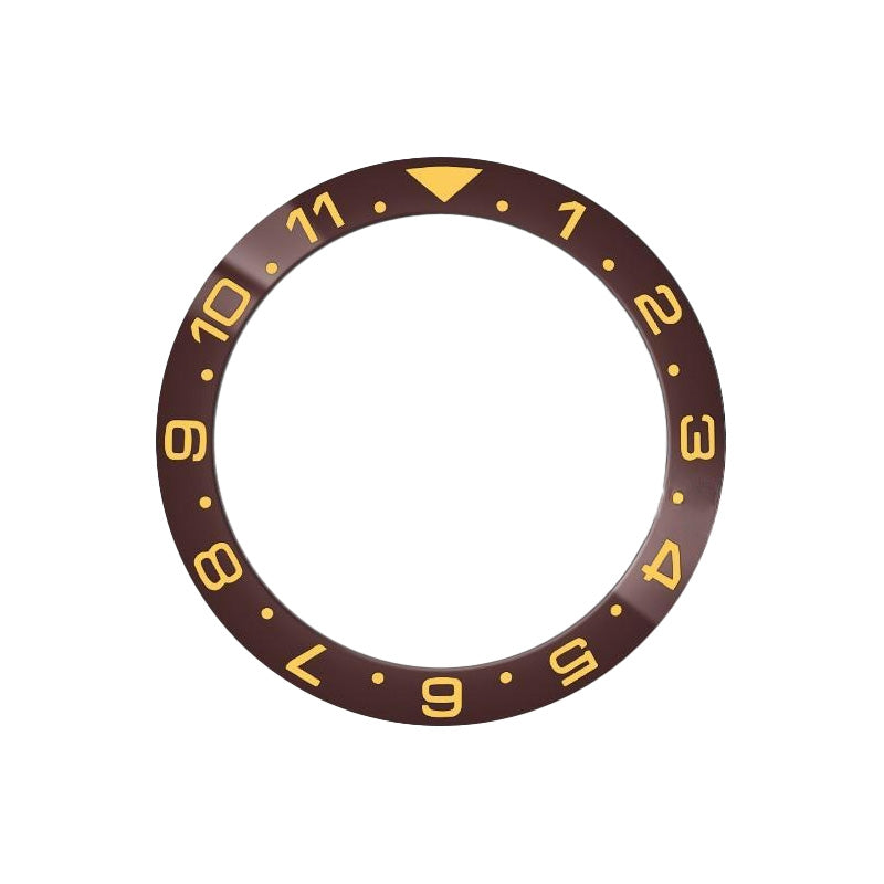 Dual Time Ceramic Sloped Bezel Insert for SKX/SRPD - Coffee (Gold Numbers)