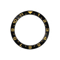 Dual Time Ceramic Sloped Bezel Insert for SKX/SRPD - Black (Yellow Numbers)