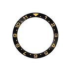 Dual Time Ceramic Sloped Bezel Insert for SKX/SRPD - Black (Yellow Numbers)