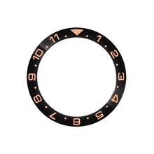 Load image into Gallery viewer, Dual Time Ceramic Sloped Bezel Insert for SKX/SRPD - Black (Rose Gold)
