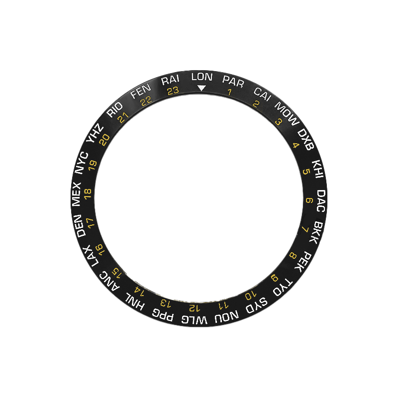 World Time GMT Ceramic Sloped Bezel Insert for SKX/SRPD - Black/Gold