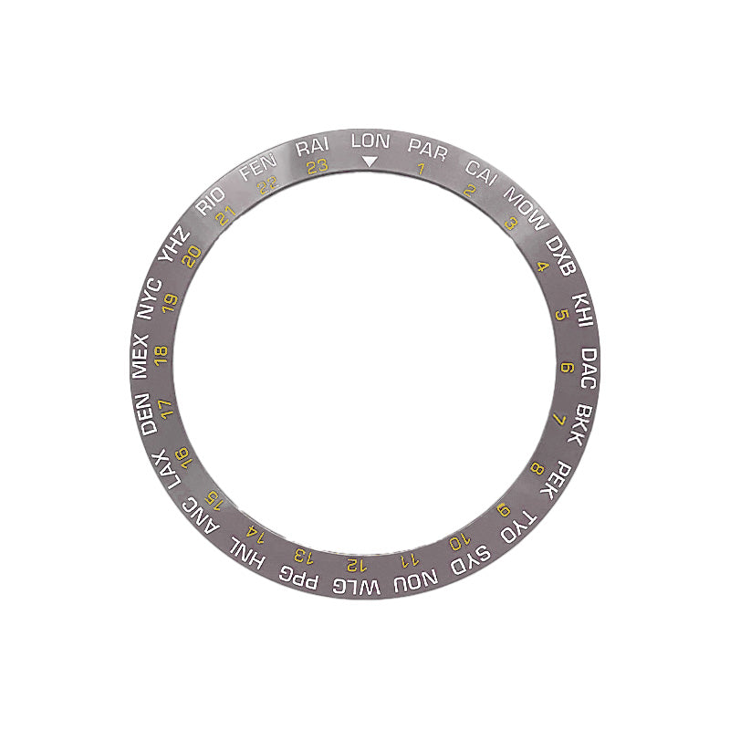 World Time GMT Ceramic Sloped Bezel Insert for SKX/SRPD - Grey/Gold