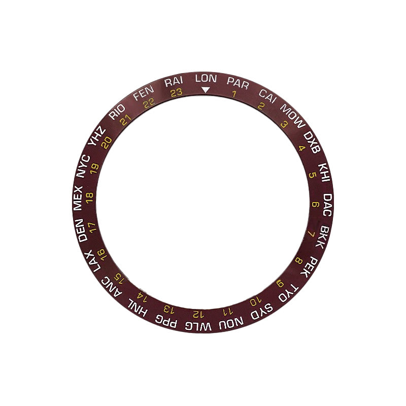 World Time GMT Ceramic Sloped Bezel Insert for SKX/SRPD - Coffee/Gold