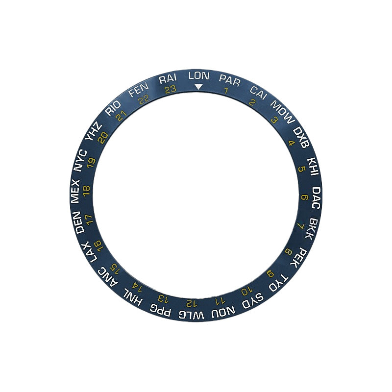 World Time GMT Ceramic Sloped Bezel Insert for SKX/SRPD - Aegean Blue/Gold