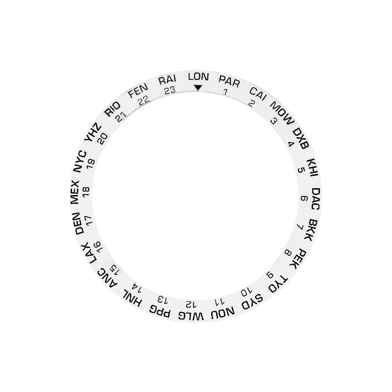 World Time GMT Ceramic Sloped Bezel Insert for SKX/SRPD - White/Black
