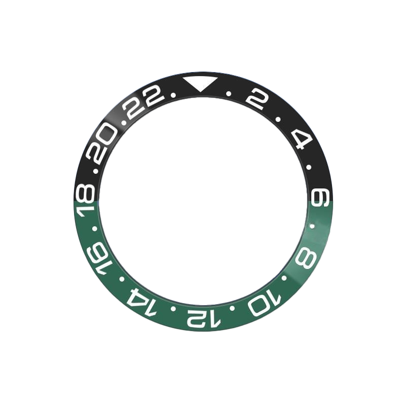 GMT-24 Ceramic Sloped Bezel Insert for SKX/SRPD - Black/Green (White Numbers)