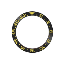 Load image into Gallery viewer, GMT-24 Ceramic Sloped Bezel Insert for SKX/SRPD - Black (Gold Numbers)
