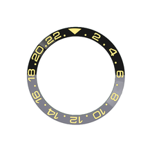 Load image into Gallery viewer, GMT-24 Ceramic Sloped Bezel Insert for SKX/SRPD - Black/Grey (Yellow Number)
