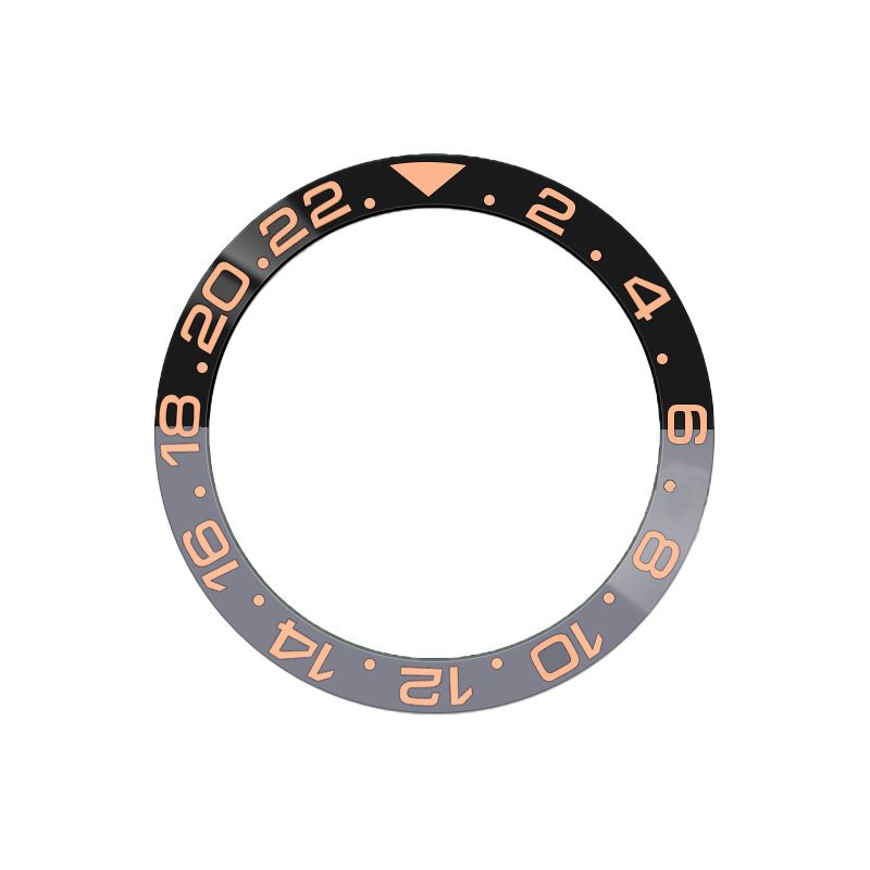 GMT-24 Ceramic Sloped Bezel Insert for SKX/SRPD - Black/Grey (Rose Number)