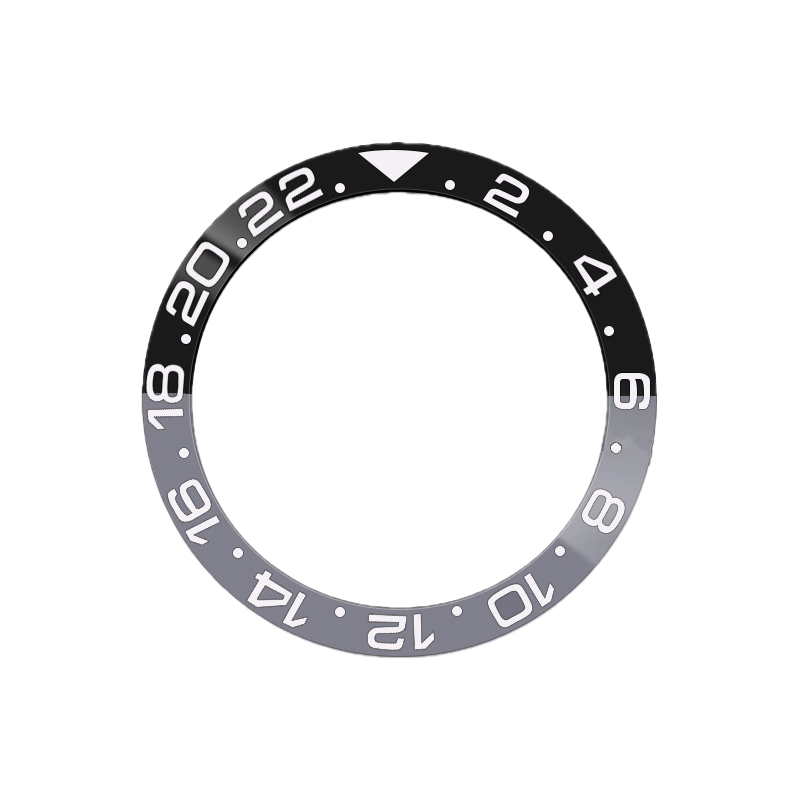 GMT-24 Ceramic Sloped Bezel Insert for SKX/SRPD - Black/Grey (White Number)