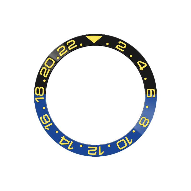 GMT-24 Ceramic Sloped Bezel Insert for SKX/SRPD - Batman (Yellow)