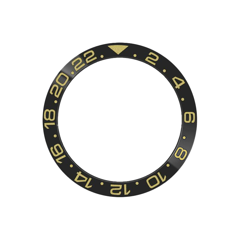 GMT-24 Ceramic Sloped Bezel Insert for SKX/SRPD - Black (Gold Numbers)