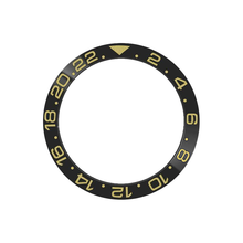 Load image into Gallery viewer, GMT-24 Ceramic Sloped Bezel Insert for SKX/SRPD - Black (Gold Numbers)
