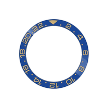 Load image into Gallery viewer, GMT-24 Ceramic Sloped Bezel Insert for SKX/SRPD - Blue (Gold Numbers)
