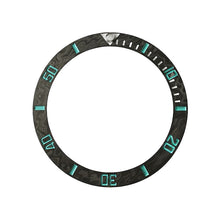 Load image into Gallery viewer, Carbon Fiber Sloped Bezel Inserts for SKX/SRPD - Sub Style (Blue Numbers)
