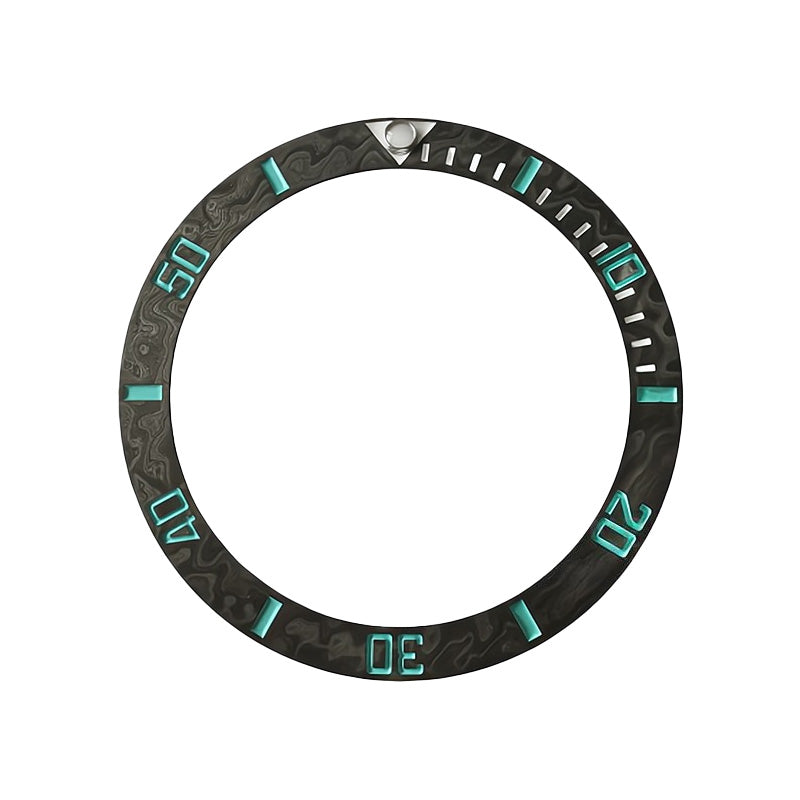 Carbon Fiber Sloped Bezel Inserts for SKX/SRPD - Sub Style (Blue Numbers)