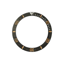 Load image into Gallery viewer, Carbon Fiber Sloped Bezel Inserts for SKX/SRPD - Sub Style (Gold Numbers)
