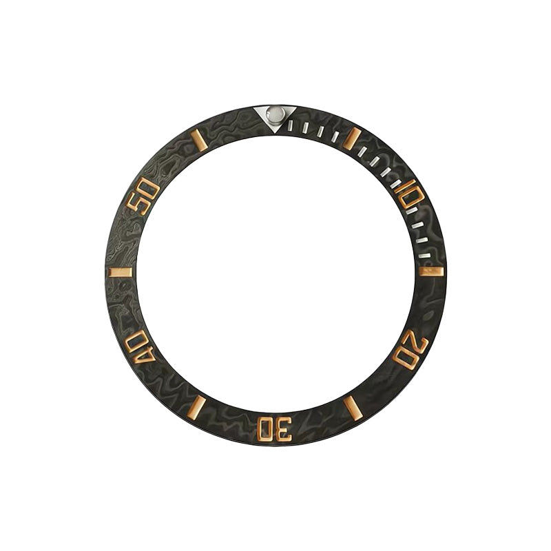 Carbon Fiber Sloped Bezel Inserts for SKX/SRPD - Sub Style (Gold Numbers)