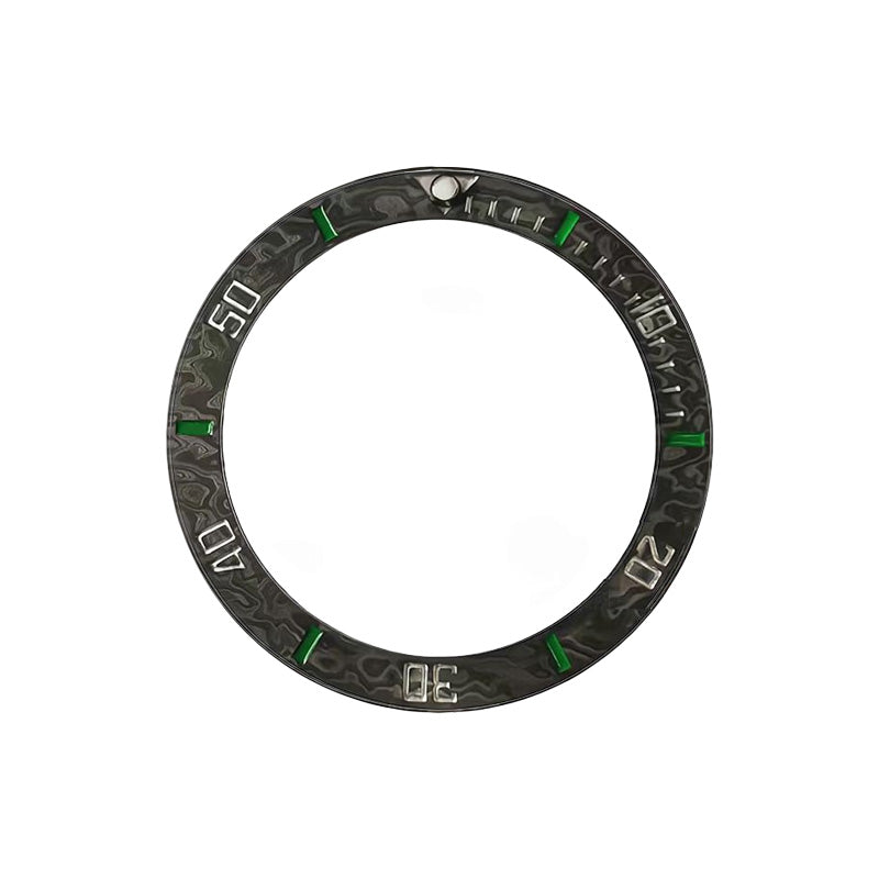 Carbon Fiber Sloped Bezel Inserts for SKX/SRPD - Sub Style (Green Markers)