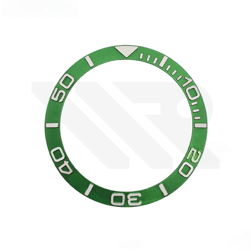 YM Aluminium Sloped  Bezel Insert for SKX/SRPD - Green/Silver